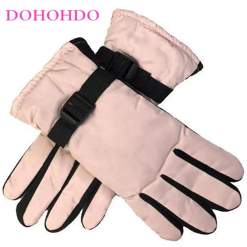 Skihandschoenen Heren Dames Warme winterzwarte handschoenen Plus fluweel gevoerd Fietsen Winddicht Buitensporten Winddichte motorhandschoenen