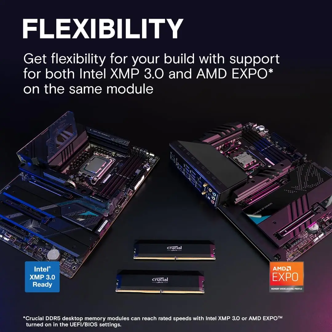 Crucial DDR5 Pro RAM 32GB 16GB 6000MHz 6400MHz Overclocking