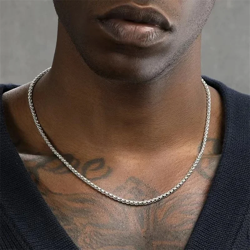B&C 3 5 7MM Stainless Steel Flower Basket Men Hip Hop Basic Chain Necklace For Women Rock Party Jewelry