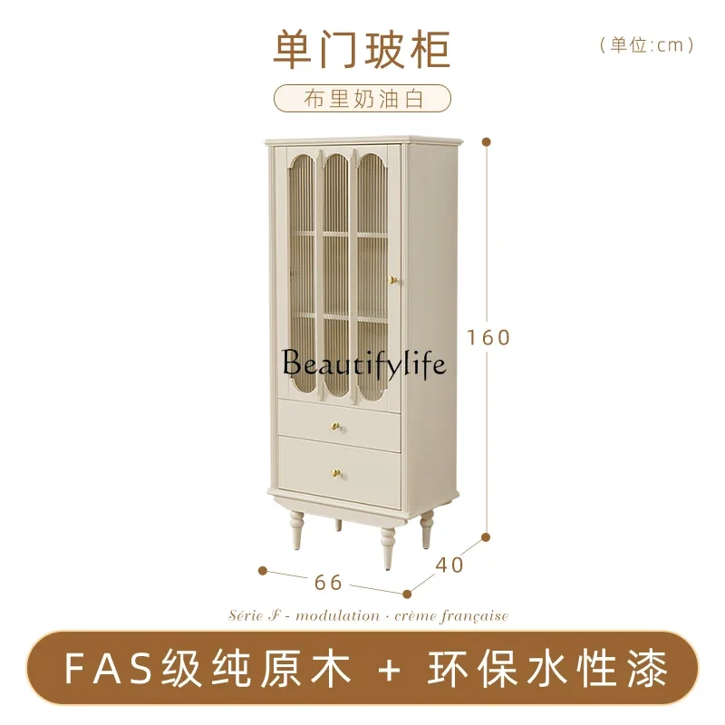 1L 프렌치 크림 스타일 단일 도어 와인 캐비닛 올 솔리드 우드 아메리칸 사이드 캐비닛 거실 가구