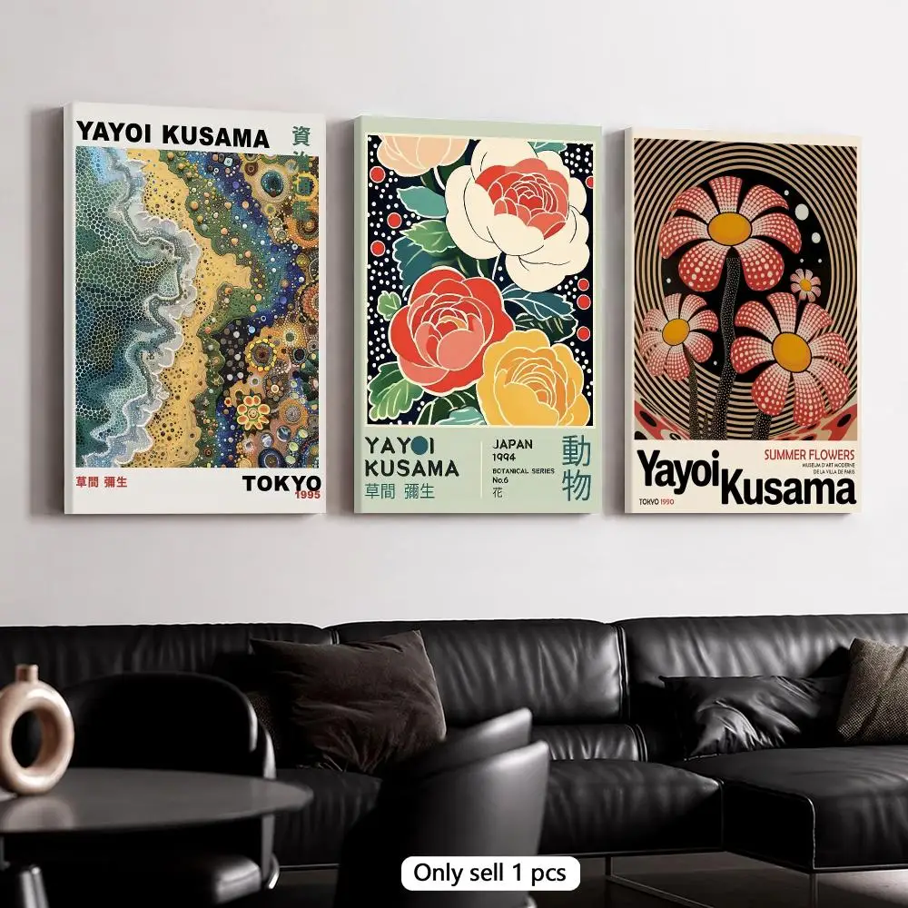 Artist K-Kusama Yayoi Flower Framed Wall Painting Wooden Canvas Stretcher Frame Inner Frame Kit for Wall Art Painting Poster
