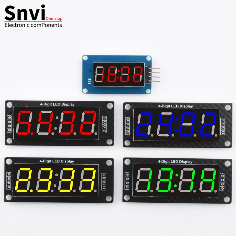 TM1637 Moduł wyświetlacza LED dla Arduino 4 cyfry 7 segmentów 0,56 cala Wskaźnik zegara czasu Moduł tuby Czerwony Niebieski Zielony Żółty Biały