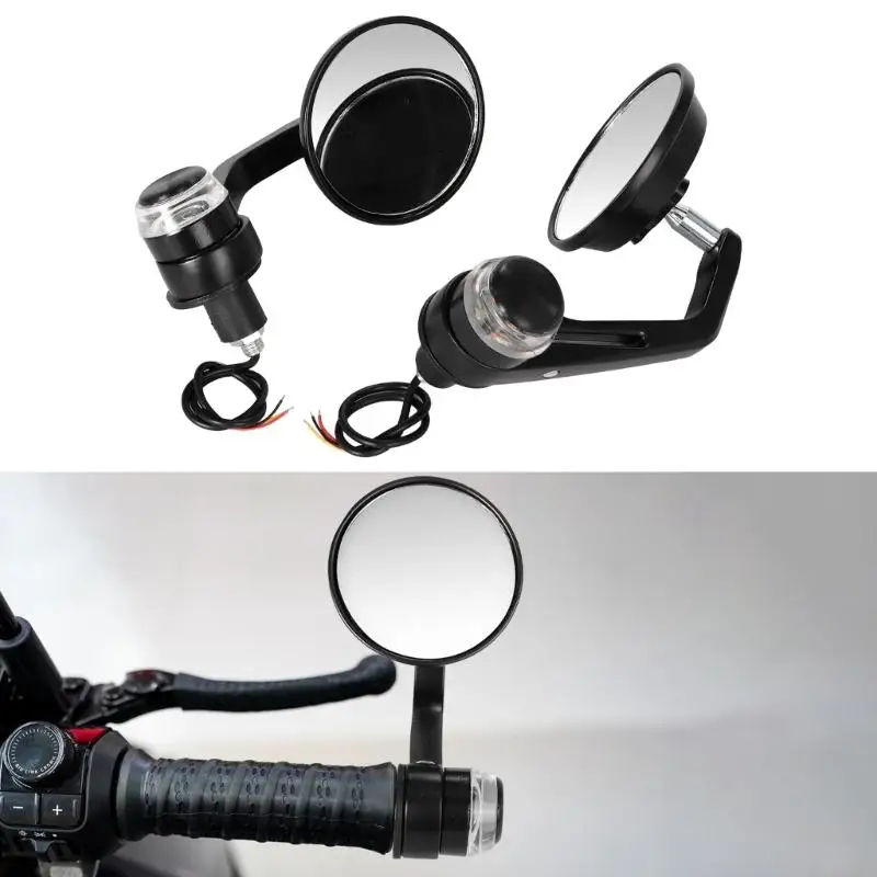 M76E 7/8 Zoll Motorrad-Lenkerendspiegel mit Lichtgehäusen, Seitenspiegelpaar zum Ersetzen abgenutzter Lenkerteile – Detail 9