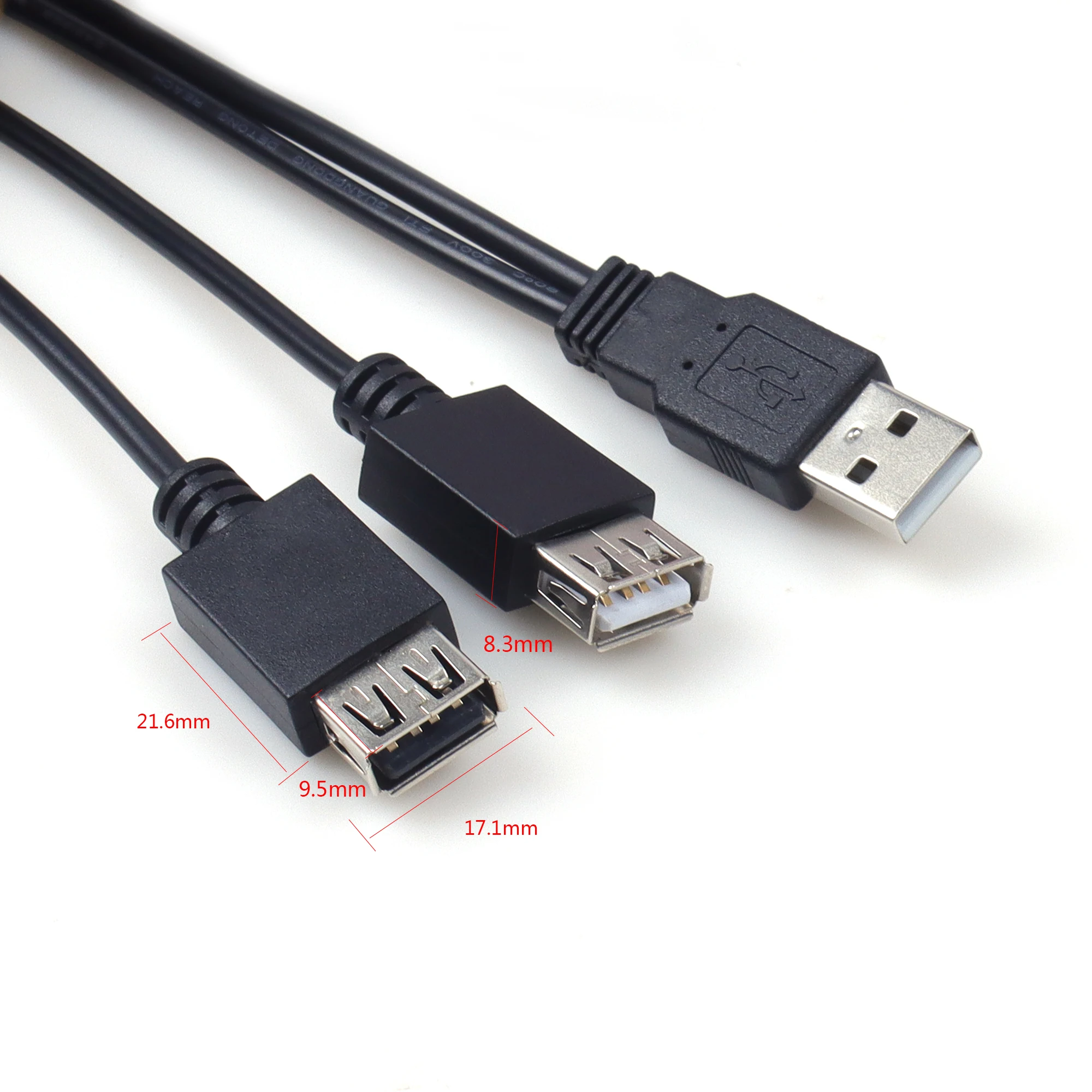 USB 2.0 A Cable One To Two Female Data Power Adapter Y Splitter USB Charging Power Cable Cord Extension Cable