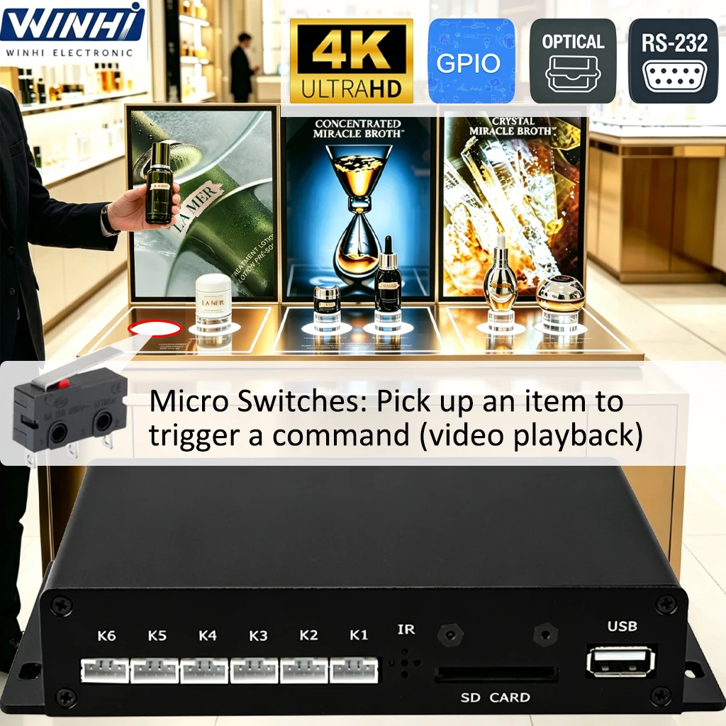 MPC1005 UHD 4K HD-MI Micro Switch Digital Media Box Supports Pick Up Merchandise To Play Video In Digital Signage Player