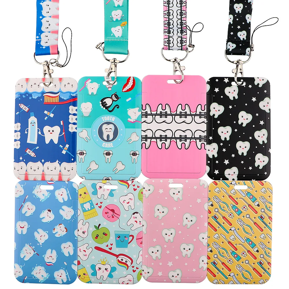 Cute Teeth Multifunctional Mobile Phone Hanging Rope Card Sleeve Student Campus Card Meal Card, Bus Card, Protective Sleeve Work