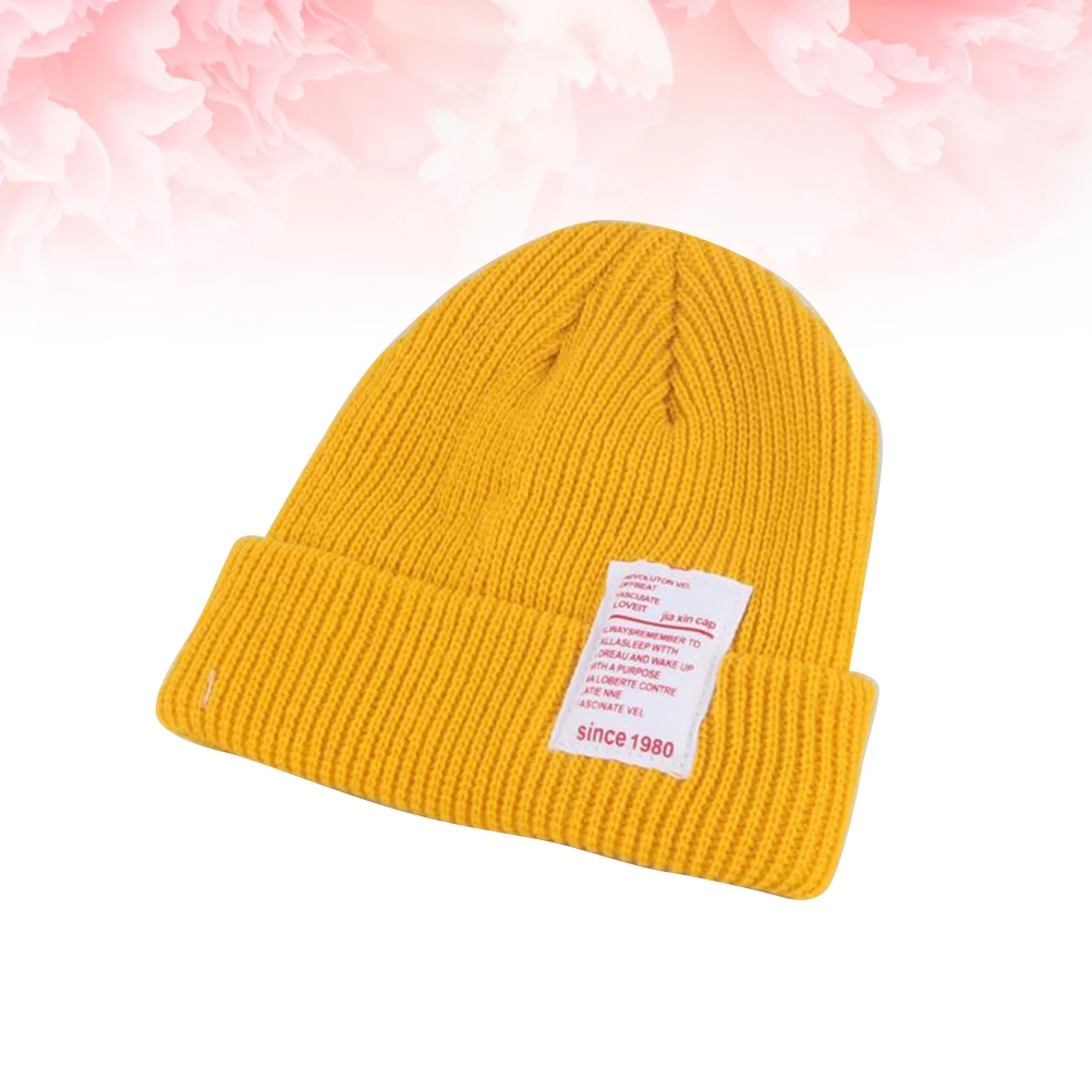 

Newborn Baby Knitted Hat Soft Cotton Beanie Stretchy Comfortable Warm Turmeric Color For Baby Shower Gift Photography Spring