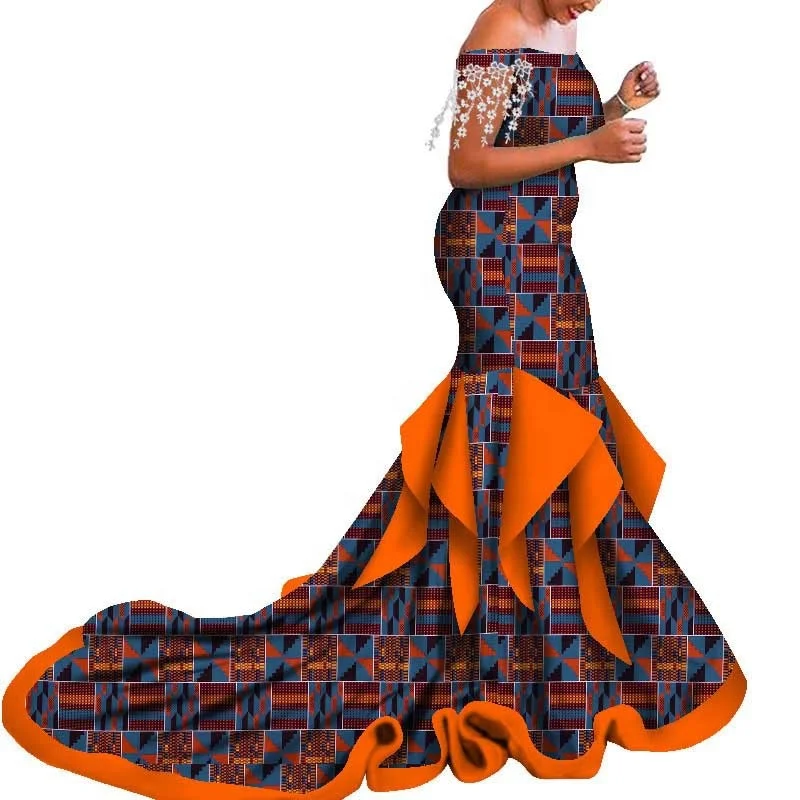 

African Ankara large size party dress African printed women's dress Ankara clothing African waxed national clothing