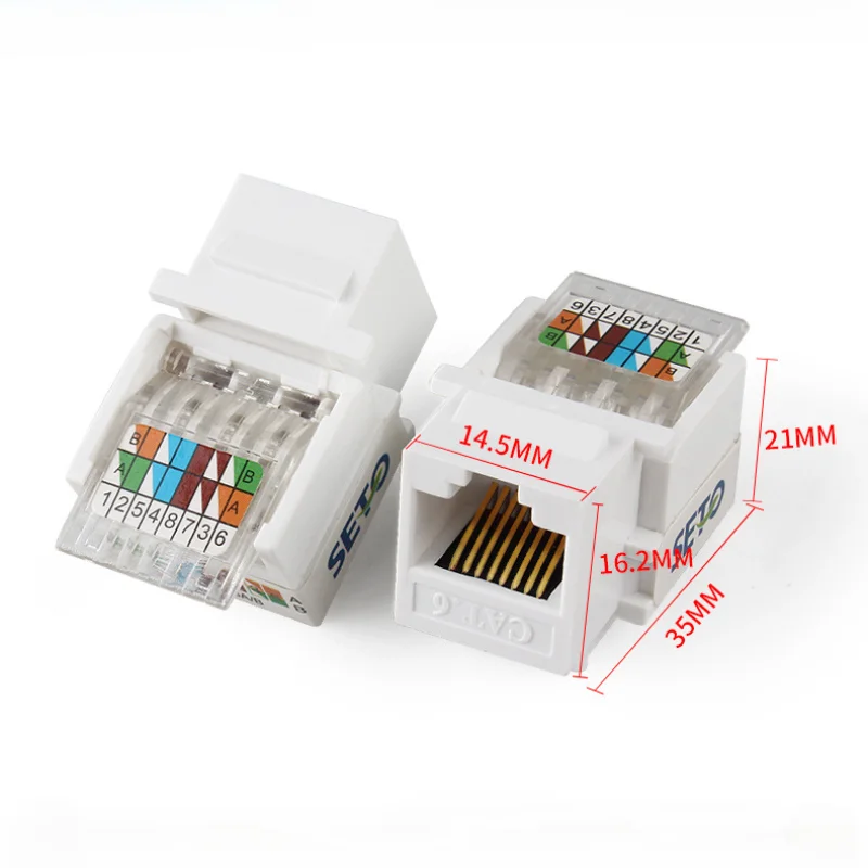 1PCS Network Super Six Class Full Shielding Module RJ45 Interface Panel CAT6 Gigabit Gold Plated Information Pass-through Module