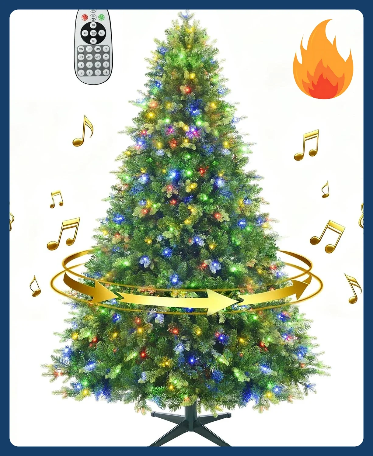 

Bestseller[New Arrival!]7ft Prelit Christmas Tree, 1220 PE/PVC Branch Tips, 380 Color & Warm White LED Lights, 8 Modes, Rotating