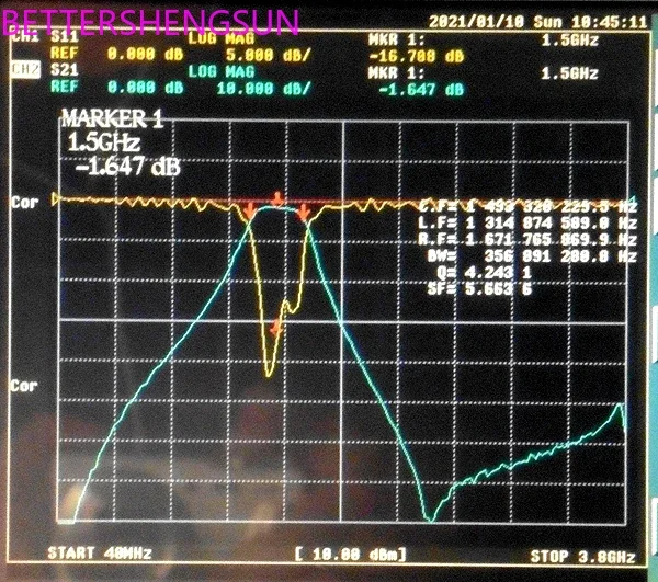 1350-1650MHz LC Discrete Component Bandpass Filter, Small Volume, SMA Interface