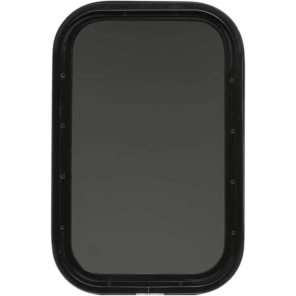 黒色のRV窓（12x18インチ、厚さ1.5インチ、取り付けリング付き）