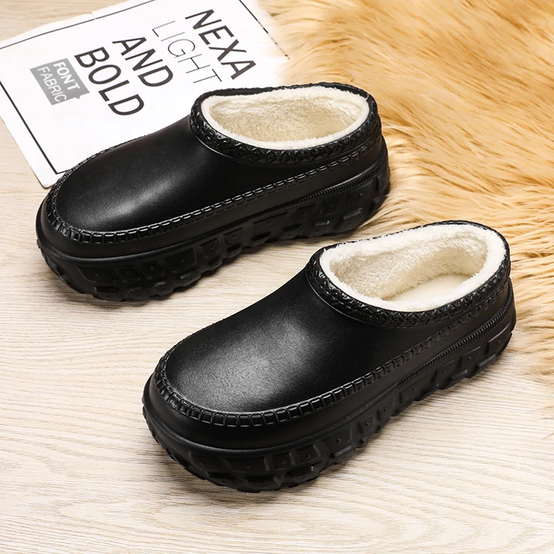 زوجين نمط الرجال والنساء باوتو نعال من القطن الشتاء المخملية سميكة سوليد عدم الانزلاق الدافئة حقيبة مضادة للماء كعب أحذية قطنية #6