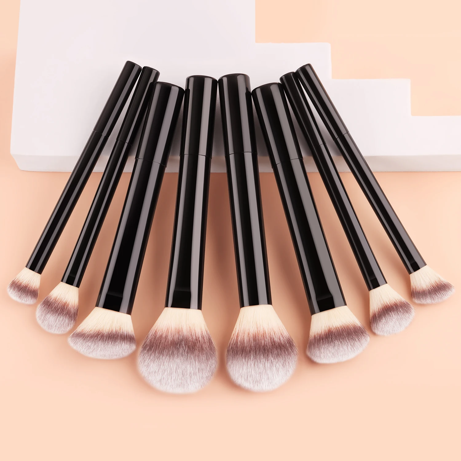 8 long tube makeup brush set, multi-color super soft powder paint, powder blusher brush, eye shadow brush, beginner's full set o