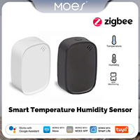 MOES Tuya Zigbee Smart Temperature Humidity Sensor Indoor Enviroment Voice Monitoring Battery Powered Support Alexa Google Home