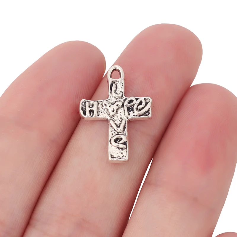 10 x Tibetan Silver Religious Cross Charms Beads for DIY Bracelet Necklace Jewelry Making Findings Accessories 21x15mm