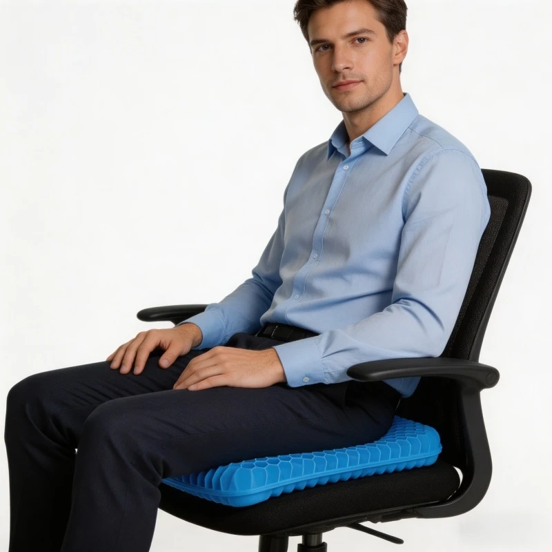 Gel-Sitzkissen für Zuhause, Büro, Auto und Rollstuhl, Atmungsaktiv mit Wabenstruktur zur Druckentlastung für den Sommer