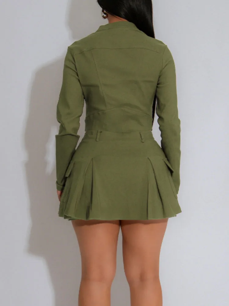 المرأة الجديدة سحاب أكمام طويلة الأعلى وتنورة قصيرة مثير مكونة من قطعتين #4