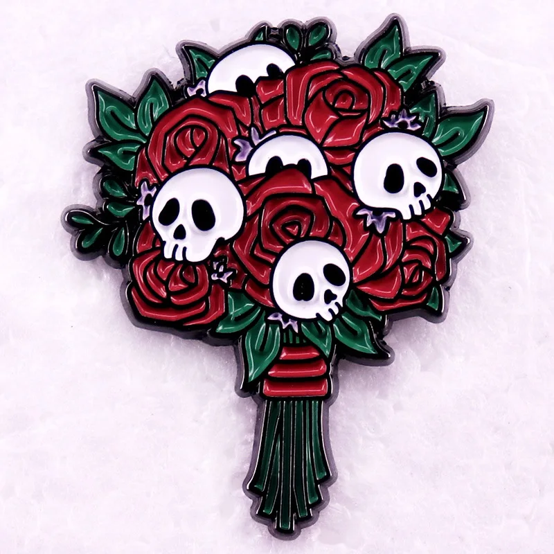 A3148 Gothic Cartoon Skeleton Bouquet Men Women Enamel Pin Brooch for Clothes Lapel Pins for Backpack Badges Jewelry Accessories