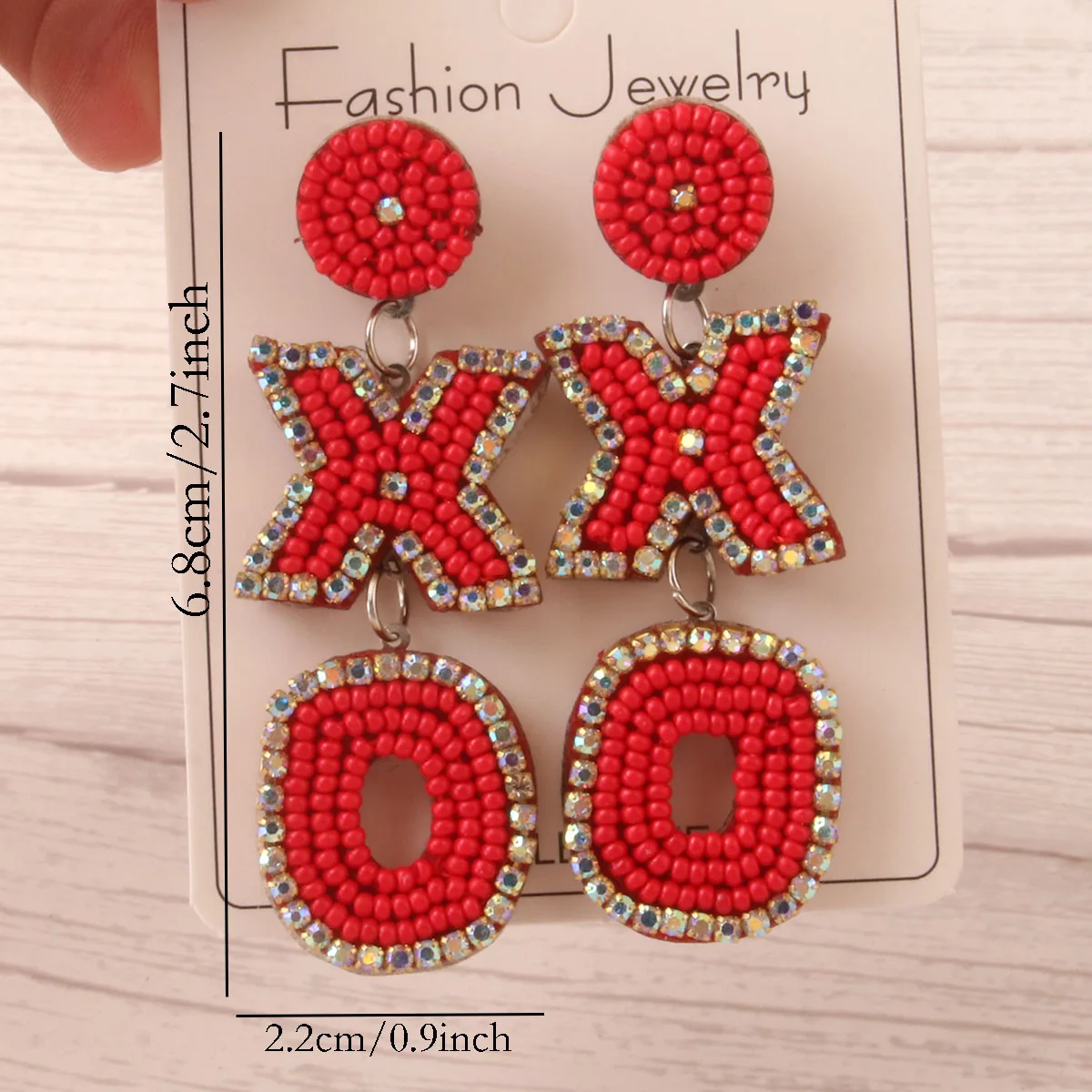 Beaded Heart Shaped Earrings - Handmade Statement Heart Dangle Earrings Gift for Valentine's Day and Mother's Day image 3