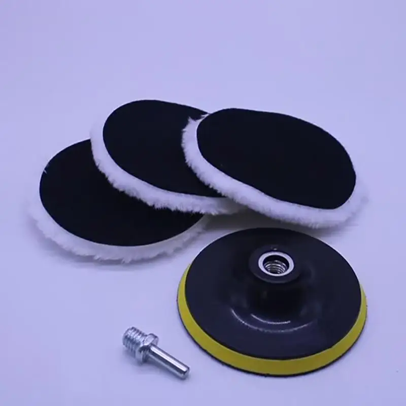 5 Pcs Car Polishing Pads Synthetic Fibers with Drill Adapter Waterproof for Auto Waxing Detailing Buffing Jobs