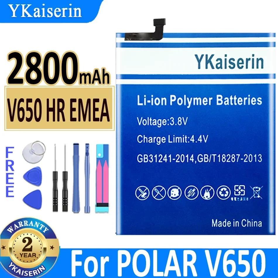 

Аккумулятор YKaiserin V 650 2800 мАч для POLAR V650, 5-проводная вилка, высококачественные аккумуляторы + гарантия трекового кода