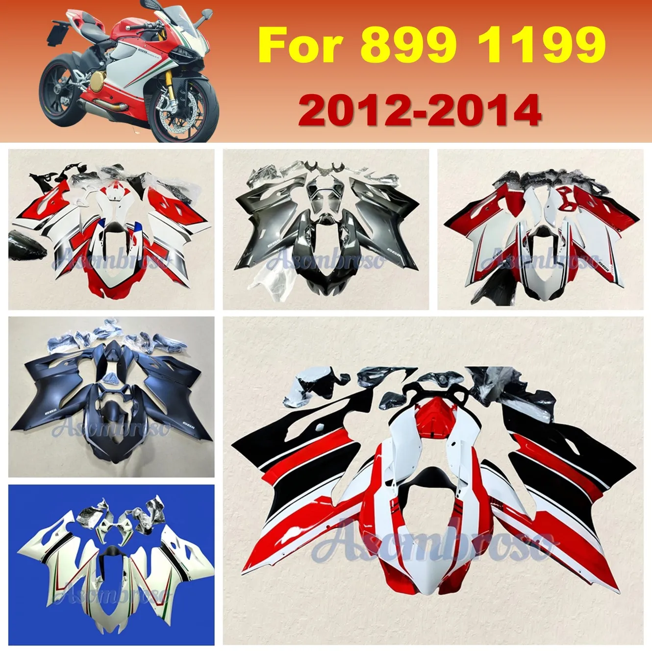 Suitable for Ducati 899 1199 2012 2013 2014 Motorcycle Body Cover Rebuild Full Set Fairing Kit