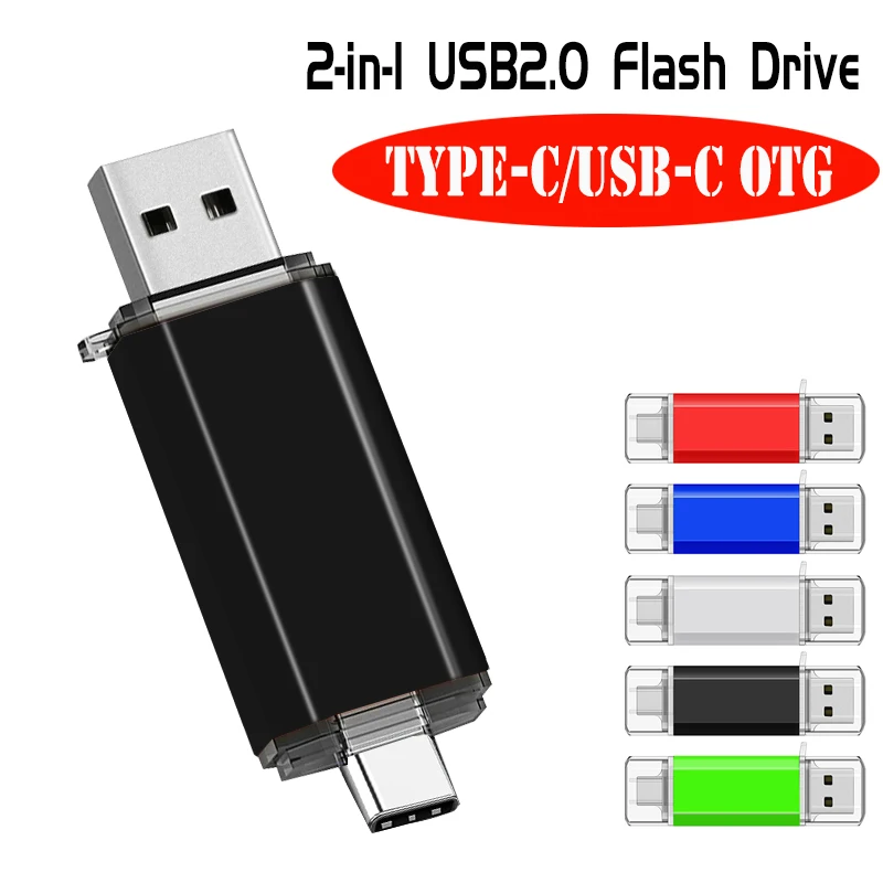 2 In 1 USB Flash Drives 64GB Free TYPE-C Adapters Gifts Pen drive 32GB Black OTG Memory Stick 16GB Key Chain Pendrive 8GB U Disk