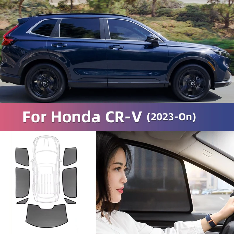 

For Honda CRV CR-V RS Ⅵ 2023 2024 Car Sunshade Shield Magnetic Front Windshield Frame Curtain Rear Side Window Sun Shades Visor