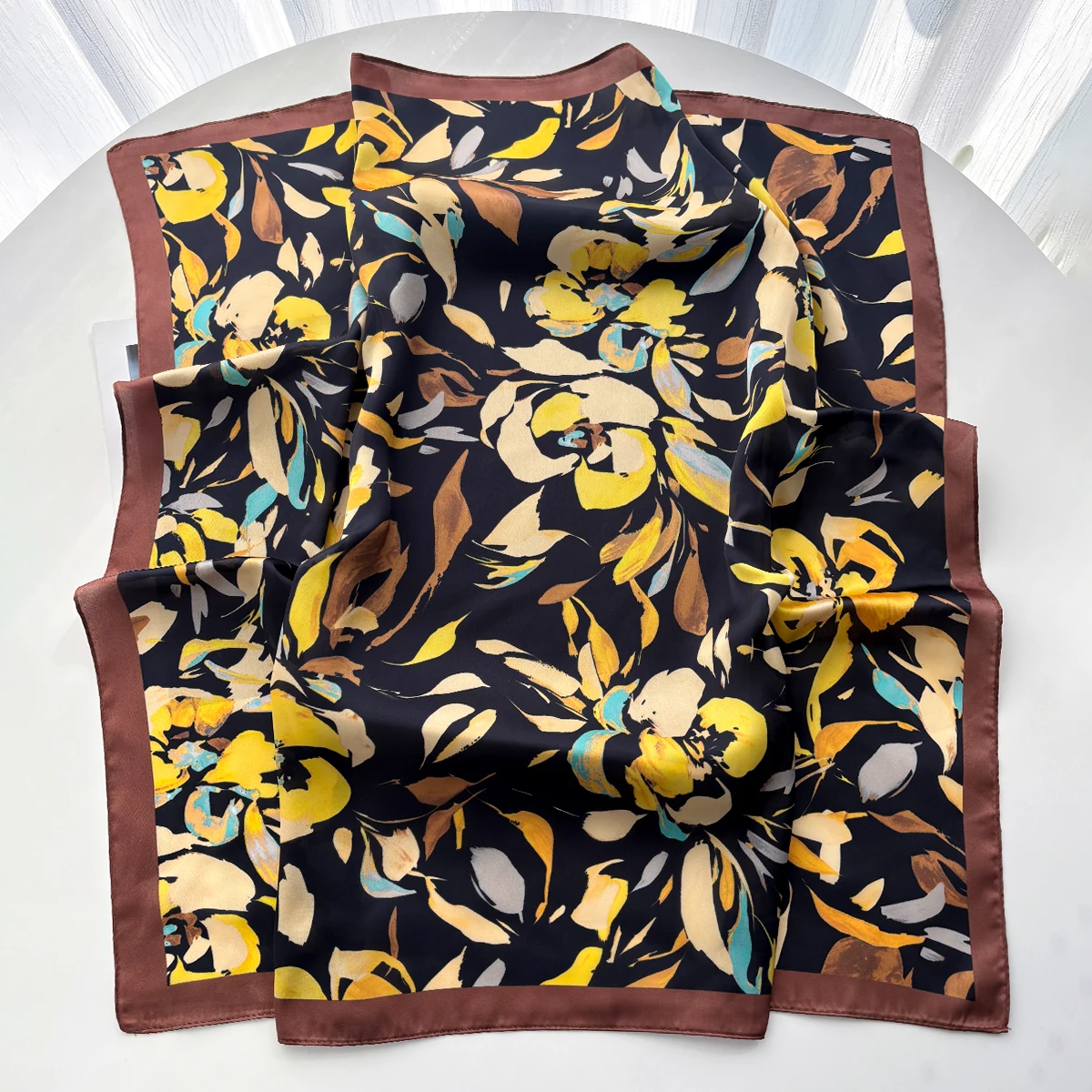 Design Print Silk Imitation Scarf for Women Square Hairbands Foulard Female Bandana Neck Kerchief Headbands 2026 New