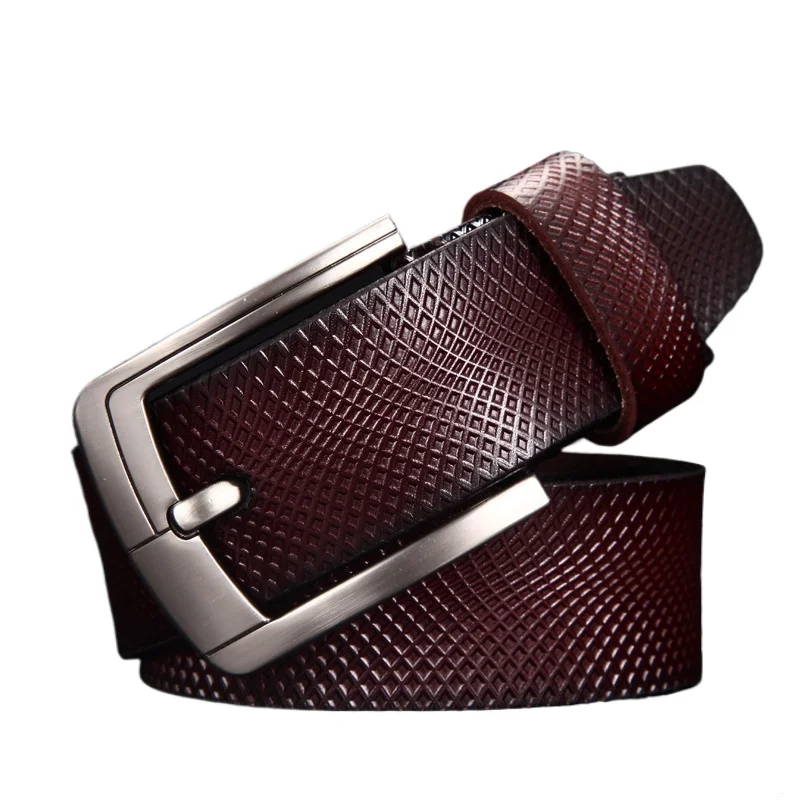 Brown Genuine Leather Belt Male Pin Buckle Cow Real Leather Belt Men Black Solid Brand Casual High Quality Men Belt New Design