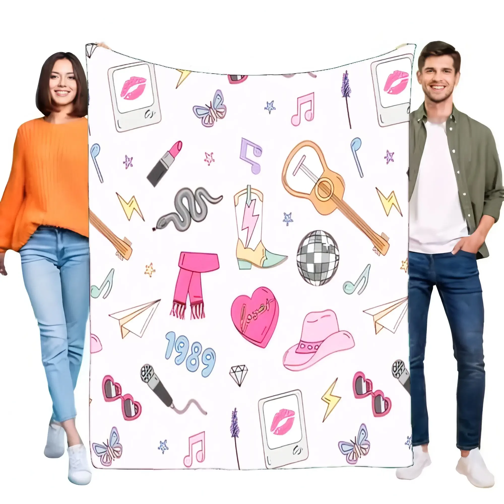 

Soft Cozy Throw Blanket with Colorful Patterns for Bed Sofa Lightweight Home Decor Ideal Gift for Friends and Family