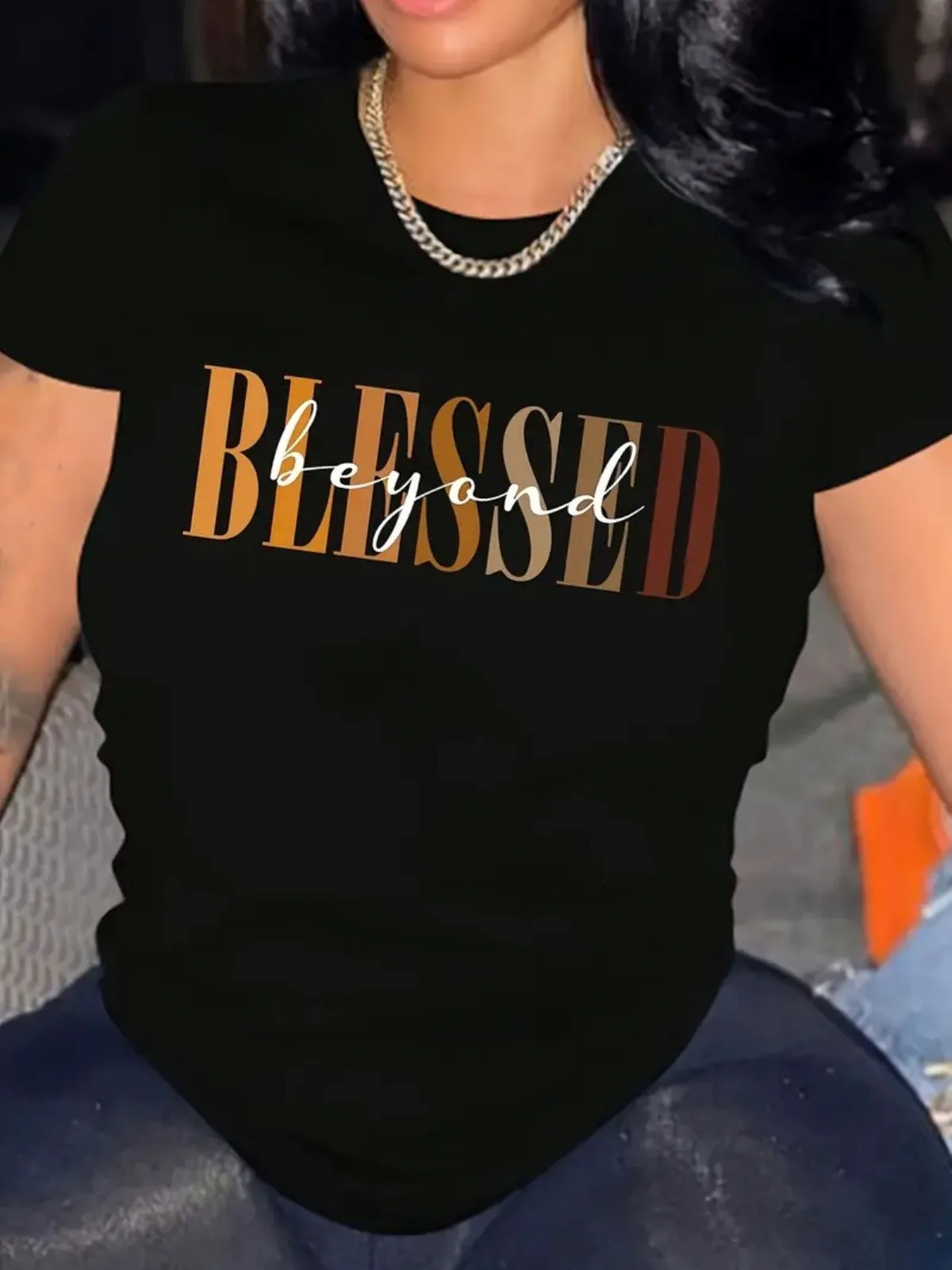 

Women's Fashion Pure Cotton Casual Round-neck Printed Pattern T-shirt Short-sleeved Suitable for Holiday Gifts and Party Tops