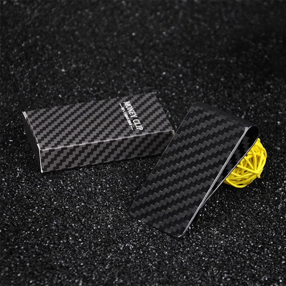 1Pcs Good Quality Real Forged Carbon Fiber Card Holder Mini Slim Black Color Money Clip