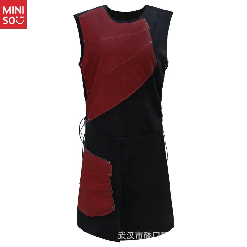 قميص Miniso للرجال من العصور الوسطى بدون أكمام وربطة جانبية - زي برقبة دائرية لعروض المسرح والكوسبلاي التاريخي