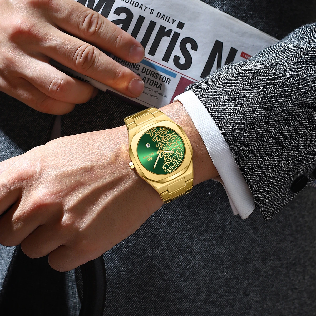 ساعات رجالية من أفضل العلامات التجارية الفاخرة بحزام من الفولاذ المقاوم للصدأ عالي الجودة مقاوم للماء ساعات رجالية بتصميم إبداعي مباشر وساعات تقويمية #4