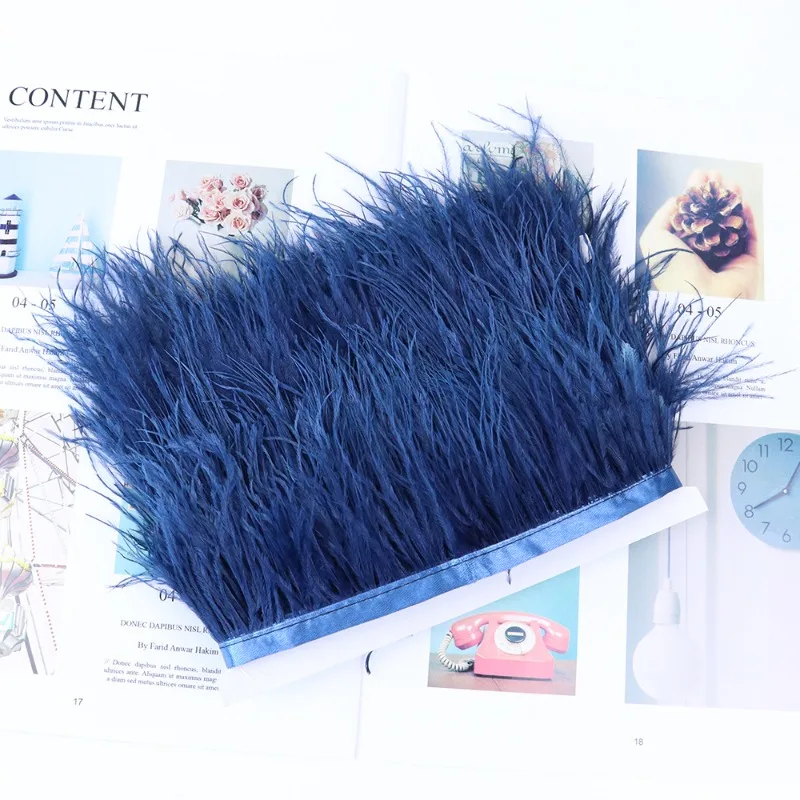 Ostrich hair cloth edge thick density 6-8cm feather DIY feather material lace manufacturer spot