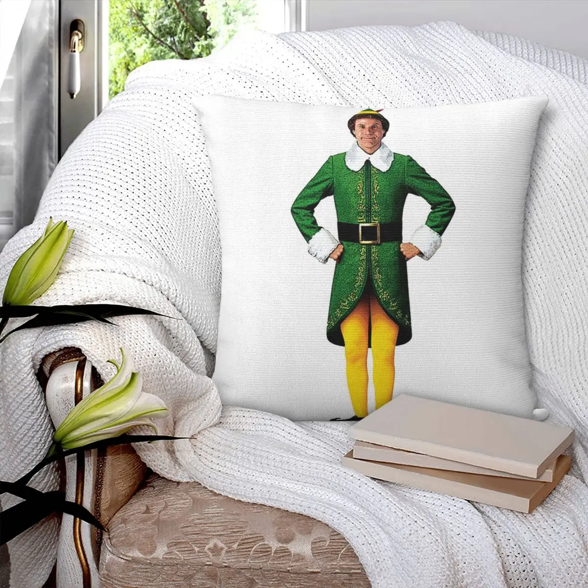 Buddy The Elf, Christmas Movie, Arms Akimbo Will Ferrell Square Pillowcase Pillow Cover Cushion Pillow for Home Living Room