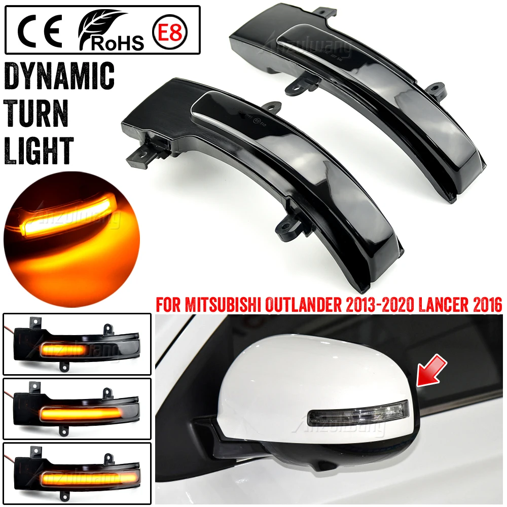 LED Dynamic Turn Signal Light For Mitsubishi Outlander 2010-2018 2019 2020 Side Mirror Flowing Water Blinker Flashing Light 2pcs