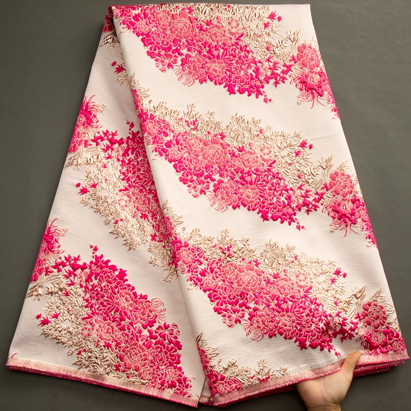 Nigerian Brocade Jacquard Lace Fabric African Organza Lace Fabric 2023 High Quality Gilding Dress for Women A3482