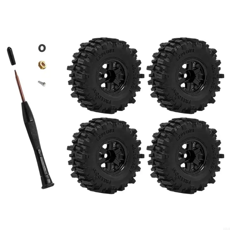 Packung mit 1 Satz SCX30 0,7-Zoll-Gummirädern mit Reifen mit festem Halt für funkgesteuerte Modelle Maßstab 1:30 A2UB – Detail 9