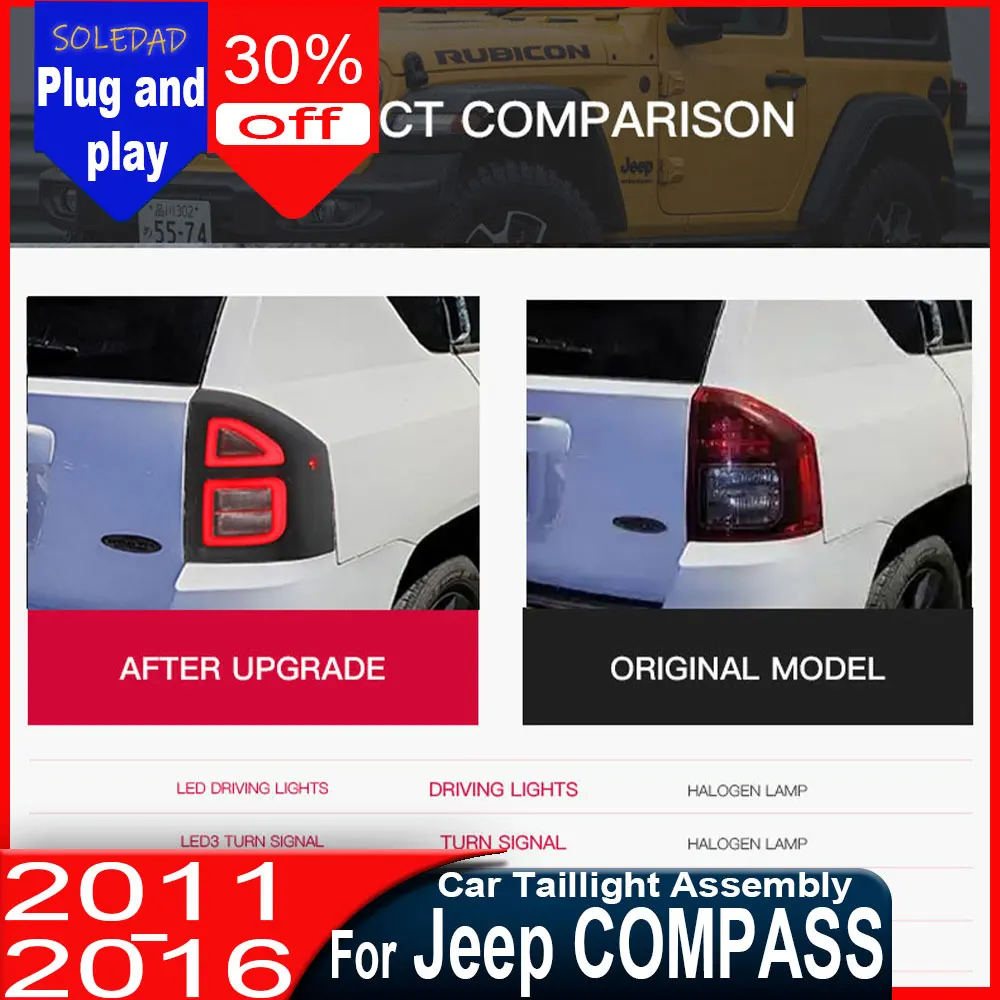 

For Jeep Compsaa Taillight 2011-2015 Upgrade Modified to New DRL Dynamic Turn Signal LED Taillight Auto Accessories