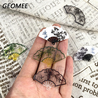 10pcs Chinese Style Transparent Bamboo Fan Charms Acrylic Vintage Pendant For Earring Hairpin Diy Jewelry Make