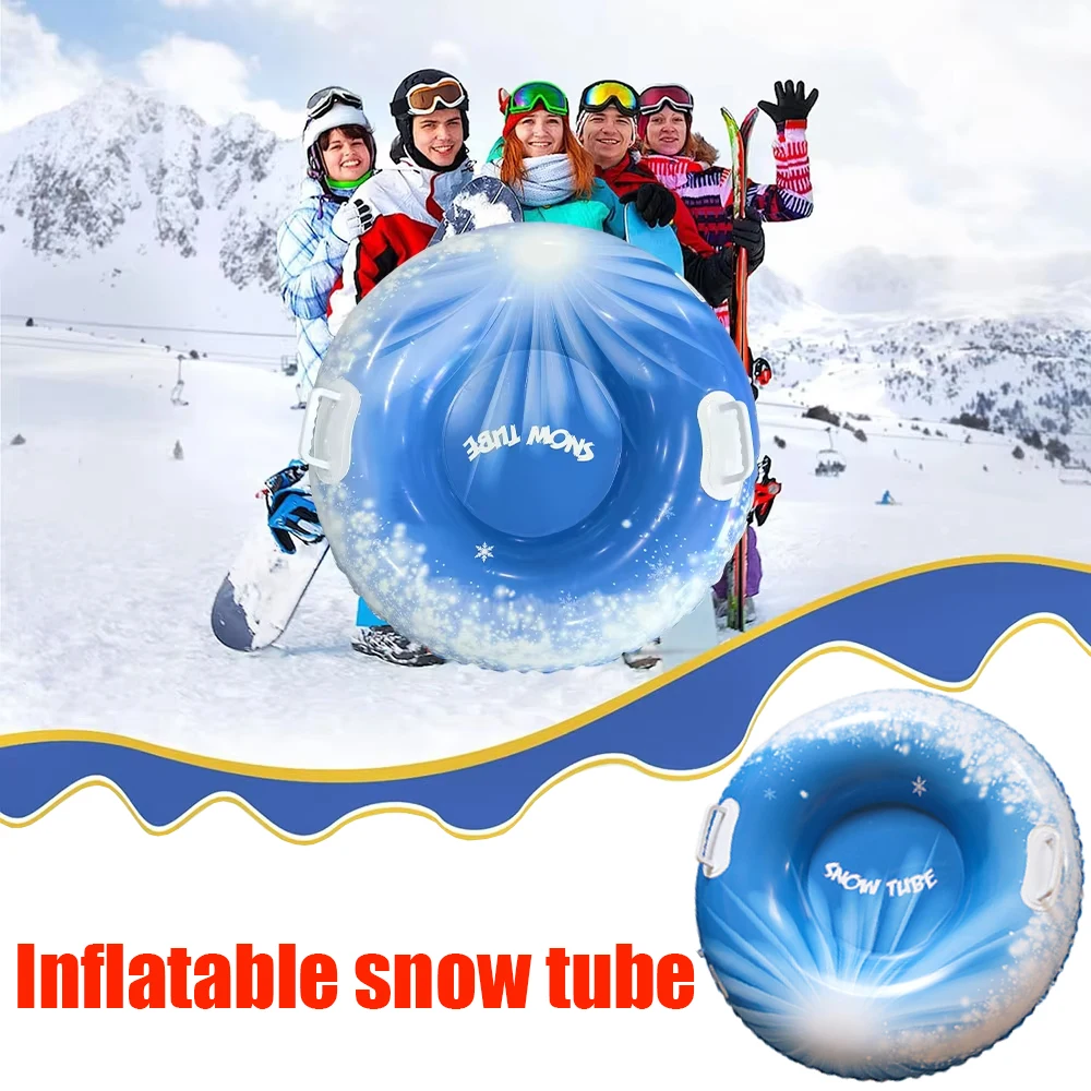 

Family Activity Snow Tube Inflatable Sled For Adults Thickened Heavy Duty Hard Bottom With Handles Winter Outdoor Sports Gear