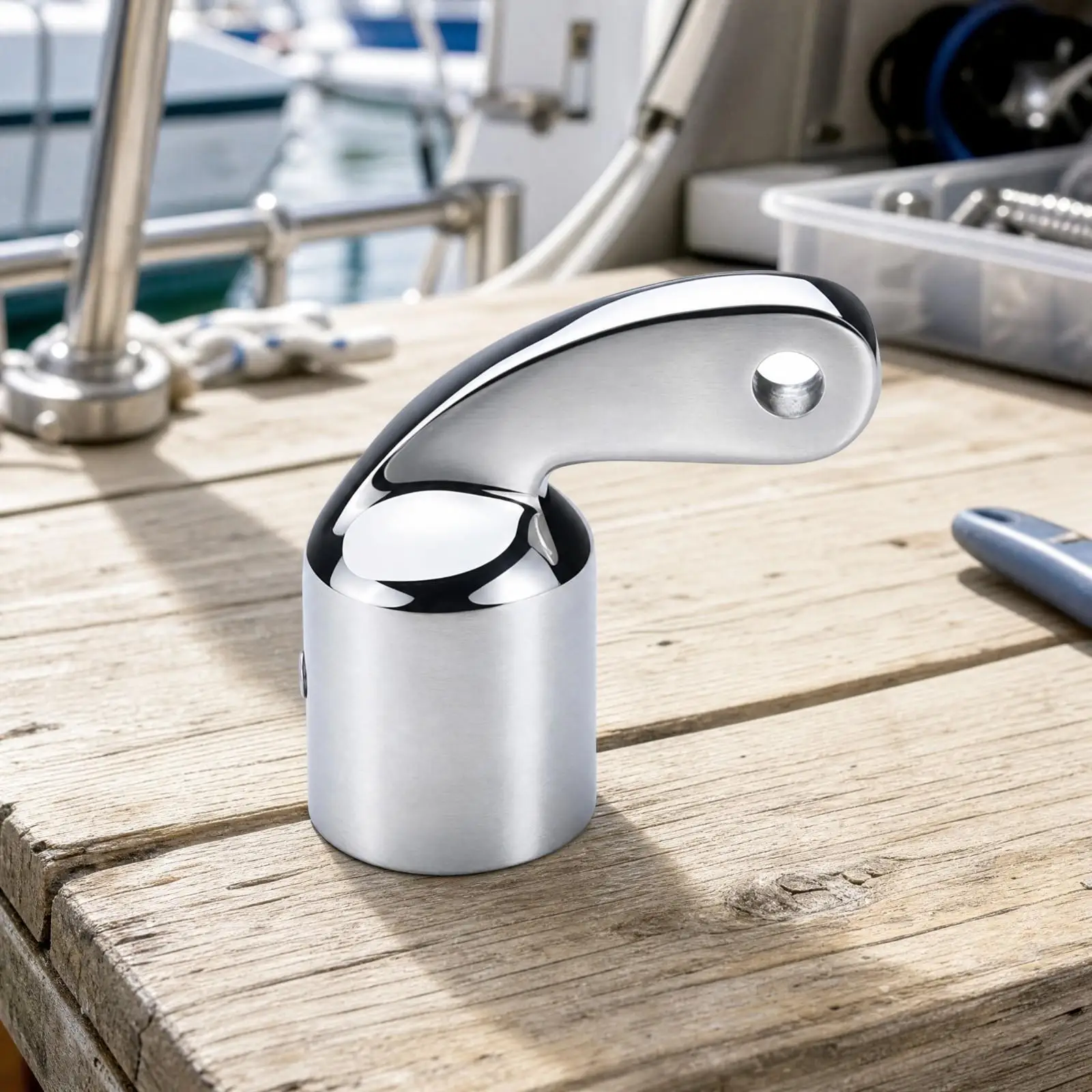 316 Stainless Steel Canopy Elbow Fitting Cap with Mounting Hole for Boat Marine Frame Secure Attachment