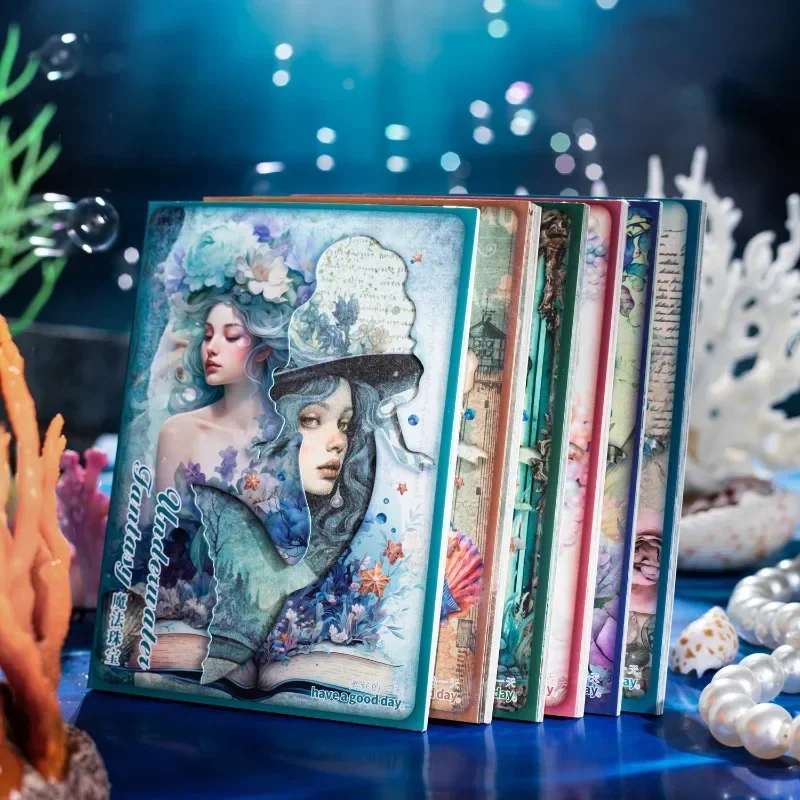 30Pcs Material Paper Underwater Fantasy Handbook Material Writing Pads Notebooks Scrapbooking stationery Package 175*114mm