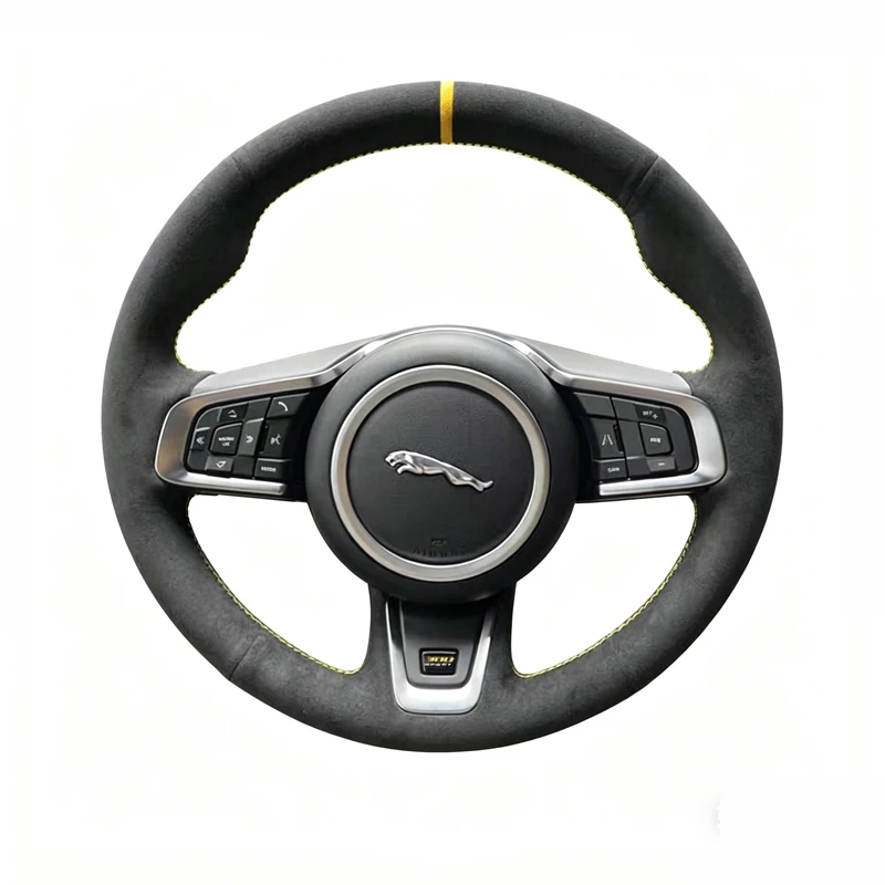 

DIY Hand Stitched Suede Car Steering Wheel Cover for Jaguar XFL XE XJL F-PACE XKR Custom Interior Protective Auto Accessories