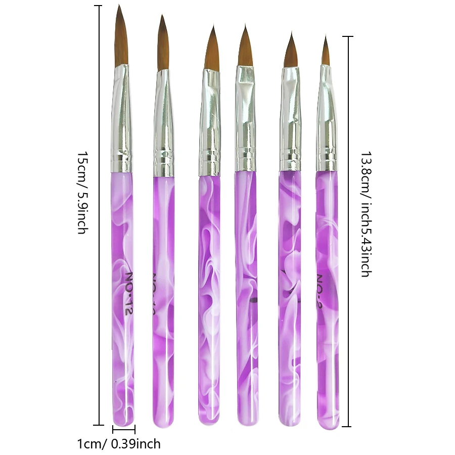 Marmor-Design Nagelkunst-Pinselset 3/5/6/7-teilig Pailletten-Liner-Pen zum Zeichnen, Malen, Streifenmachen, Blumen-DIY Maniküre Nagelspitzen-Kit – Detail 5