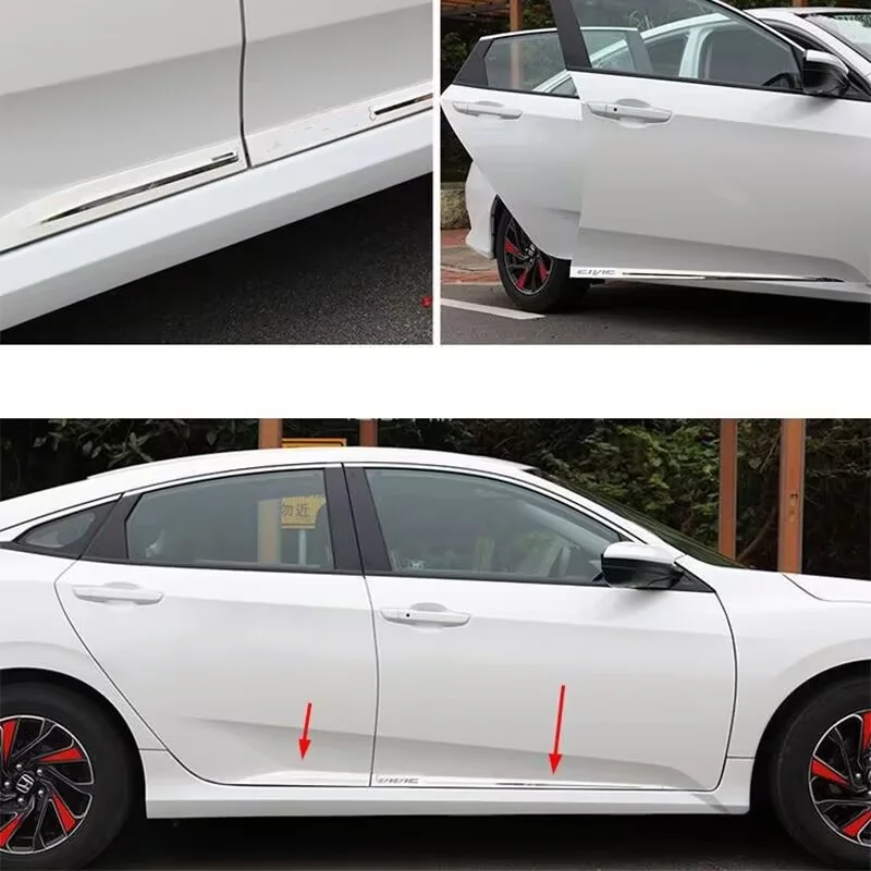 

Stainless steel Car Body Side Door Molding Trim Cover for Honda Civic 10th 2016 -2021 Accessories Strips Decoration