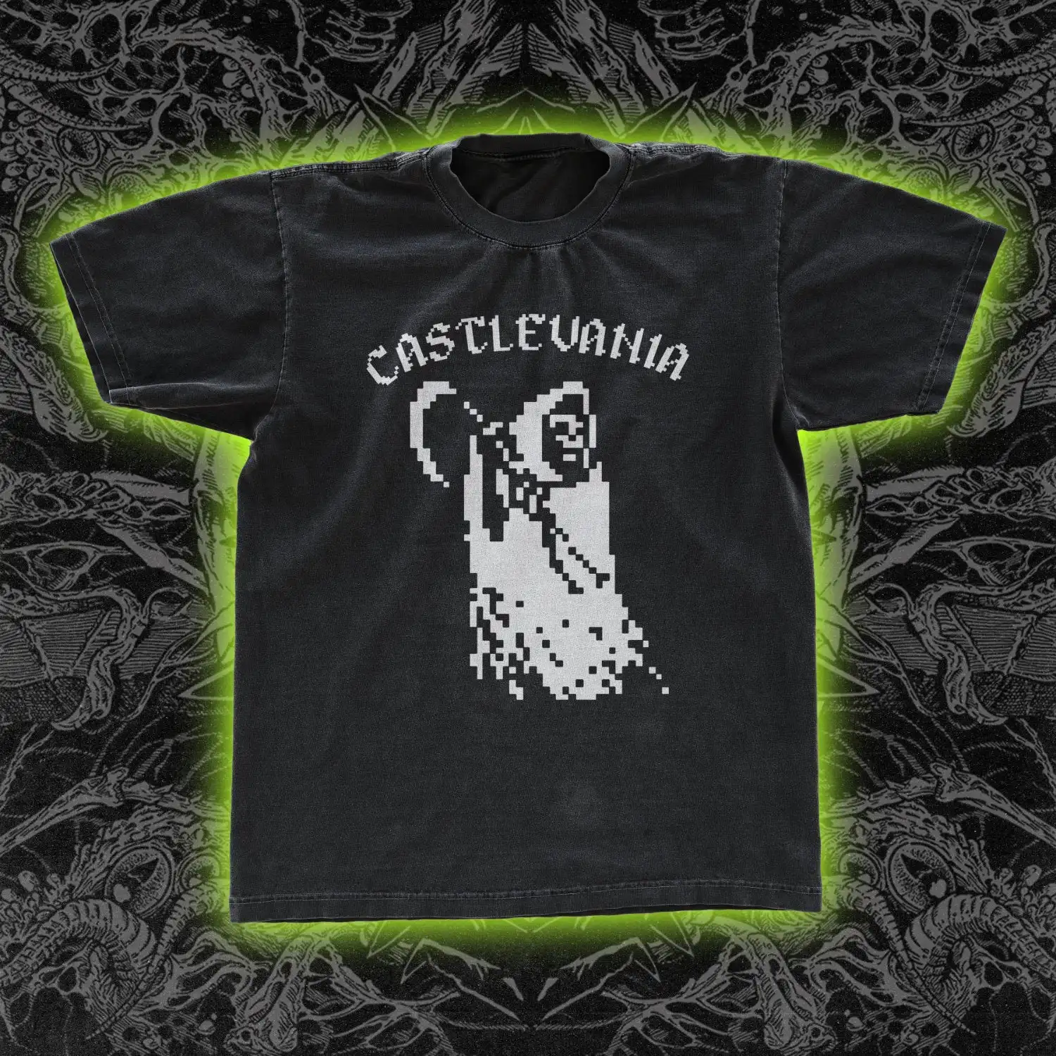Castlevania 8-Bit Grim Reaper Graphic T-Shirt Cotton Men Women Streetwear Tee